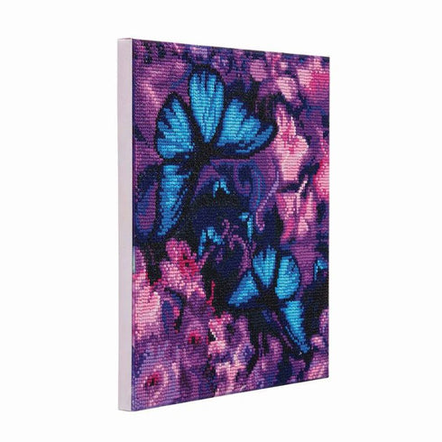 BLUE VIOLET BUTTERFLIES MEDIUM CRYSTAL ART MOUNTED KIT (11.8" X 11.8")