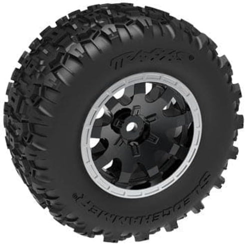BLACK & SATIN REAR WHEELS W/ SLEDGEHAMMER TIRES (2) - 10770-BLK