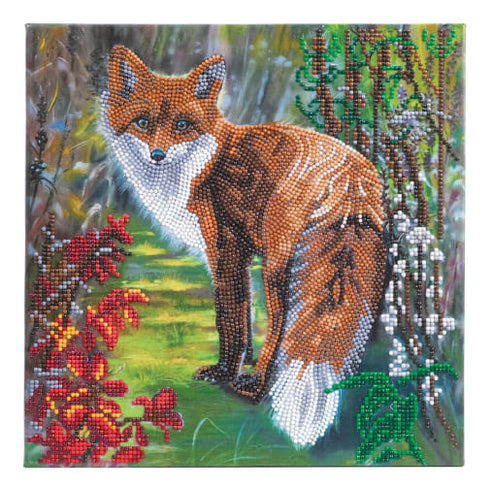 AUTUMN FOX MEDIUM CRYSTAL ART MOUNTED KIT (11.8" X 11.8")