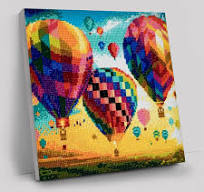 HOT AIR BALLOONS MEDIUM CRYSTAL ART MOUNTED KIT (11.8" X 11.8")