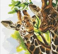 FRIENDLY GIRAFFES MEDIUM CRYSTAL ART MOUNTED KIT (11.8" X 11.8")