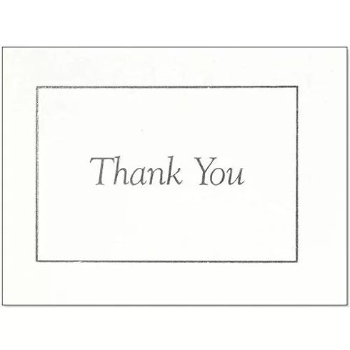 SILVER WHITE THANK YOU NOTE