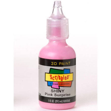 SCRIBBLES SHINY PINK SUPRISE 1OZ FABRIC PUFF PAINT