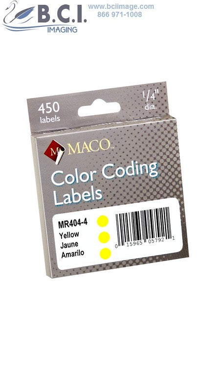 Round Dot Labels 1/4" Yellow