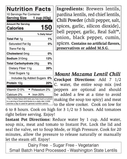 MT MAZAMA LENTIL CHILI - LARGE