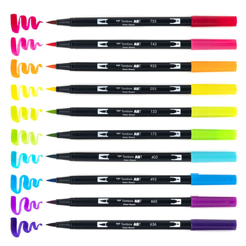 MARK DUAL BRUSH PENS SET BRIGHTS TOMBOW 10PC SET MARKER