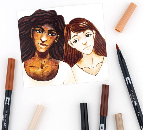MARK DUAL BRUSH PENS SET PORTRAIT TOMBOW 10PC SET MARKER