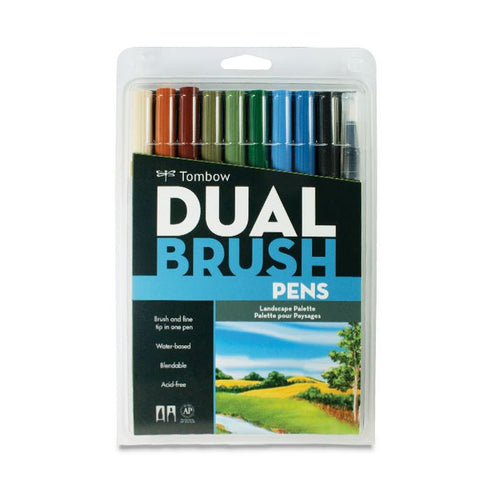 MARK DUAL BRUSH PENS SET LANDSCAPE TOMBOW 10PC SET MARKER