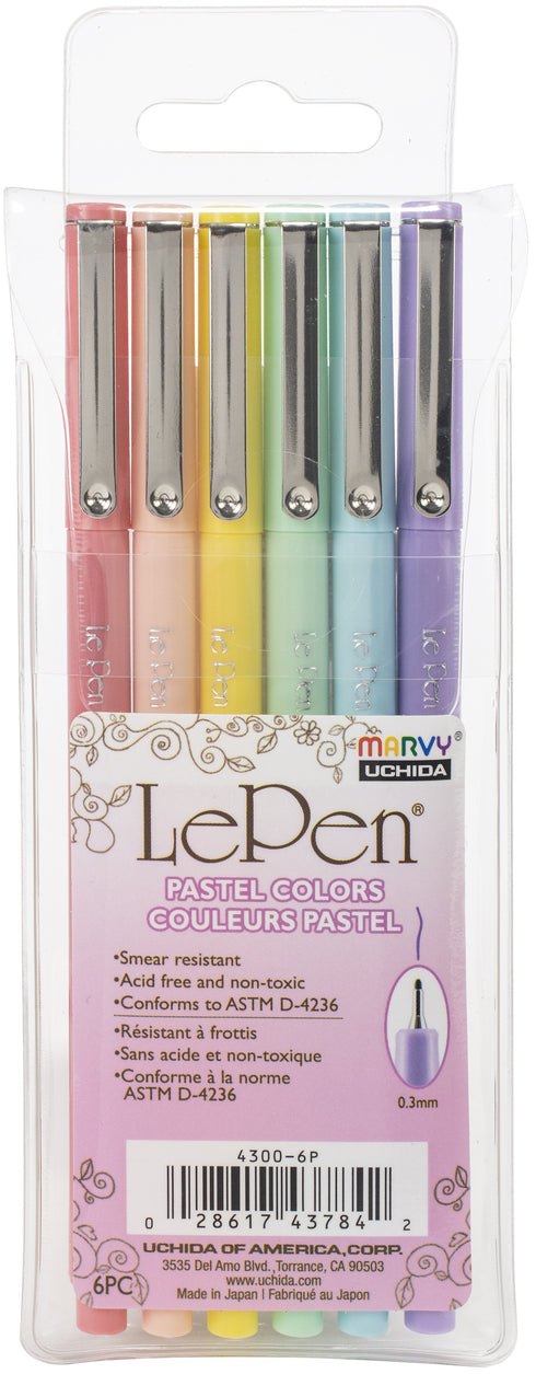 Le Pen Pen Sets, 6-Pen Pastel Colors Set