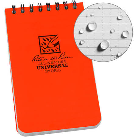 RR OR35 3X5 NOTEBOOK ORANGE RITE IN THE RAIN ALL WEATHER WATERPROOF