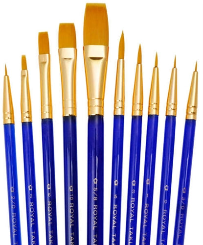 GOLD TAKLON PAINT BRUSH VALUE PACK 10