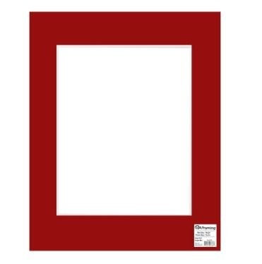 Pre-Cut Photo Mat Board White Core,16 X 20 For 11 X 14 Photo - Deep Red