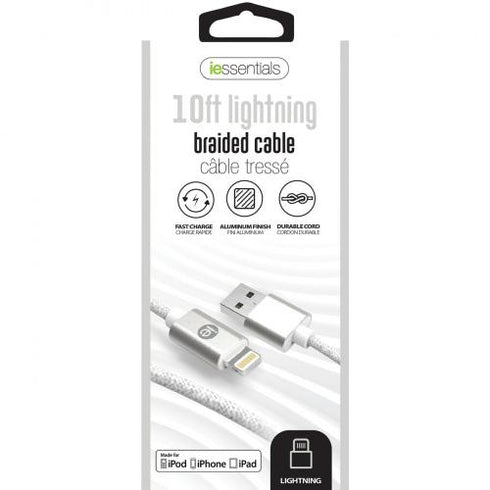 10' BRAIDED LIGHTNING USB CABL