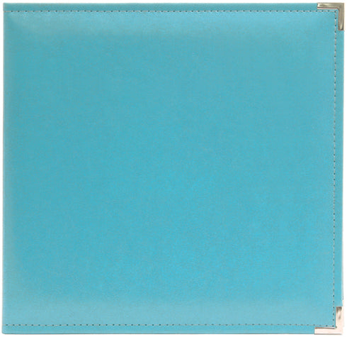 SCRAPBOOK ALBUM - 12X12 LEATHER D-RING (AQUA)