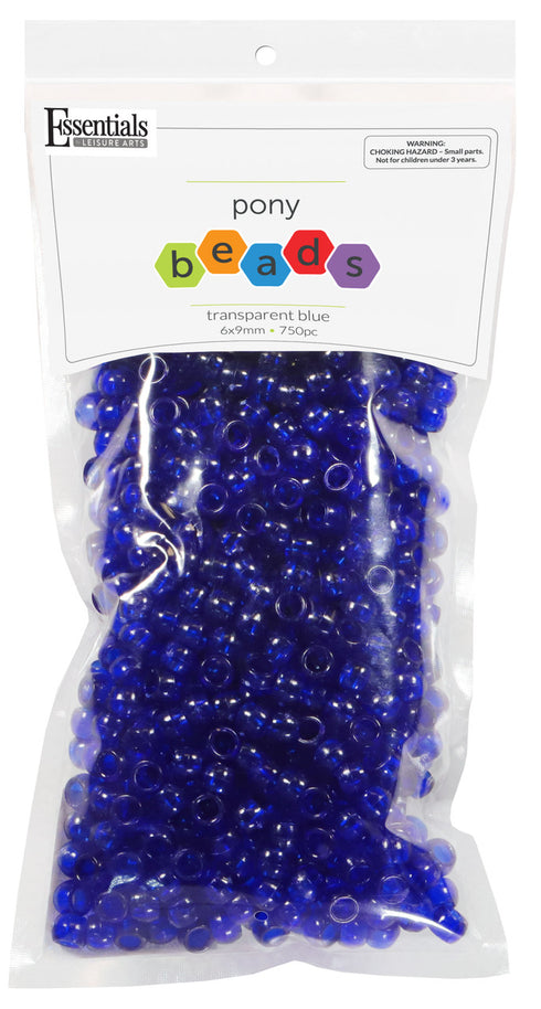 Trans Blue Pony Beads