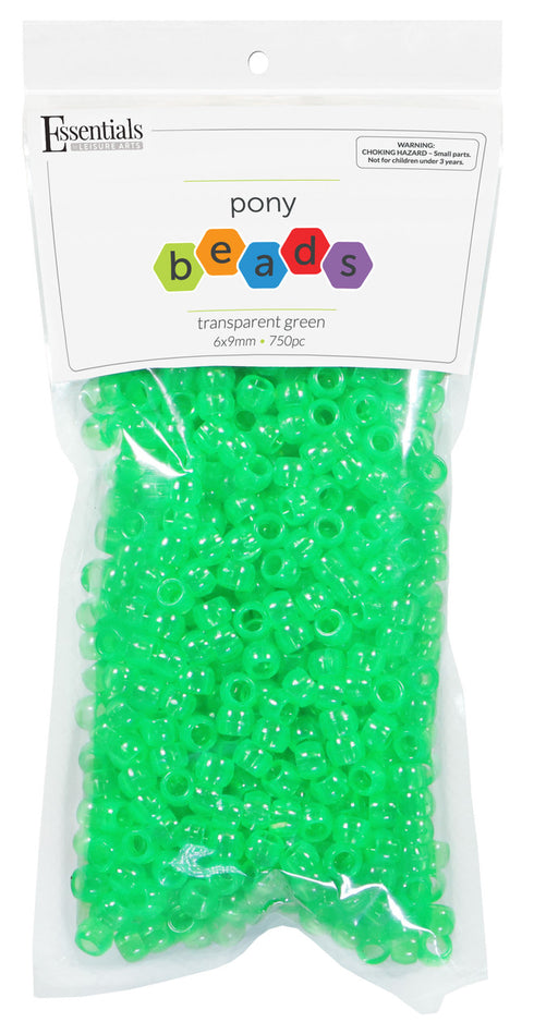 TRANS GREEN PONY BEADS