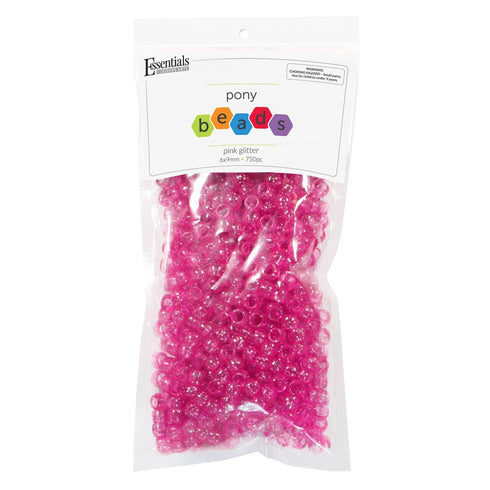 Glitter Pink Pony Beads