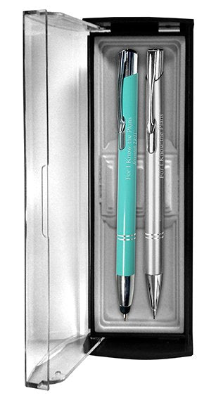 Blu/Silver Pen Pencil Set Ador