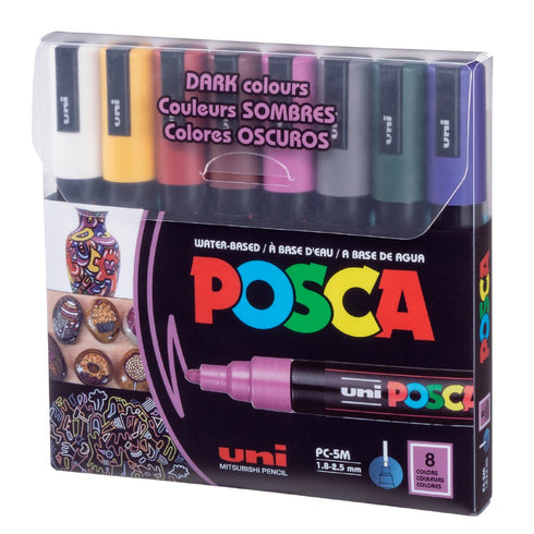 POSCA 8 CLR MEDIUM DARK SET