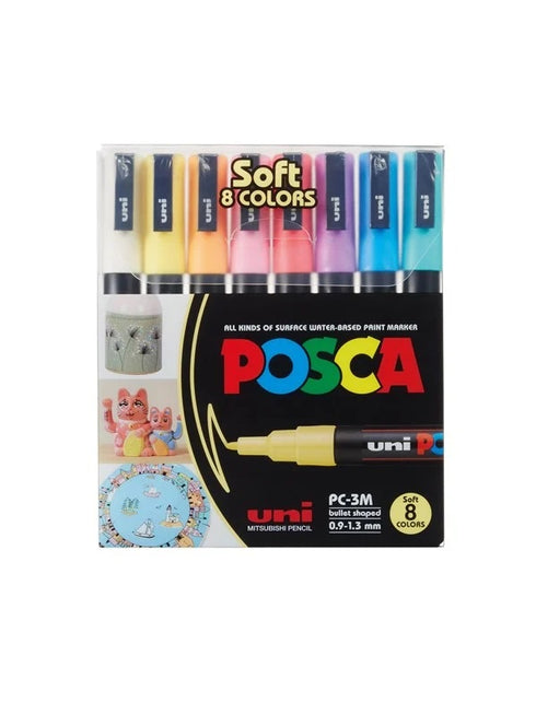 POSCA 8 CLR FINE SOFT SET