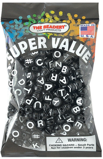 BLACK/WHITE ALPHABET BEADS