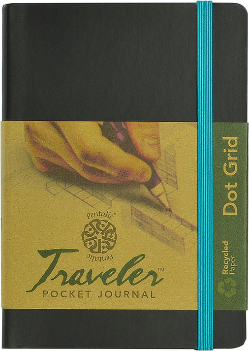 Pentalic Art Acid Free Dot Grid Travelers Sketch Book, 4-inch x 6-inch, Black