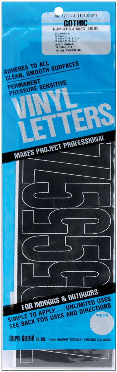 4" BLACK VINYL NUMBERS