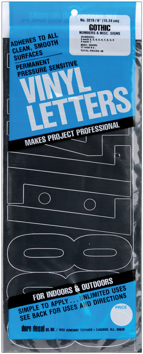 6" BLACK VINYL NUMBERS