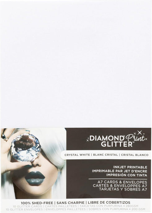 BLANK CARDS AND ENVELOPES - 5X7 PRINTABLE GLITTER WHITE MAILERS, SET OF 10