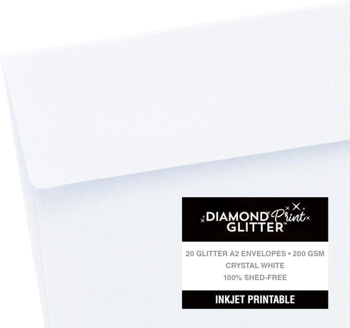 A2 ENVELOPES GLITTER WHITE, 20 PACK