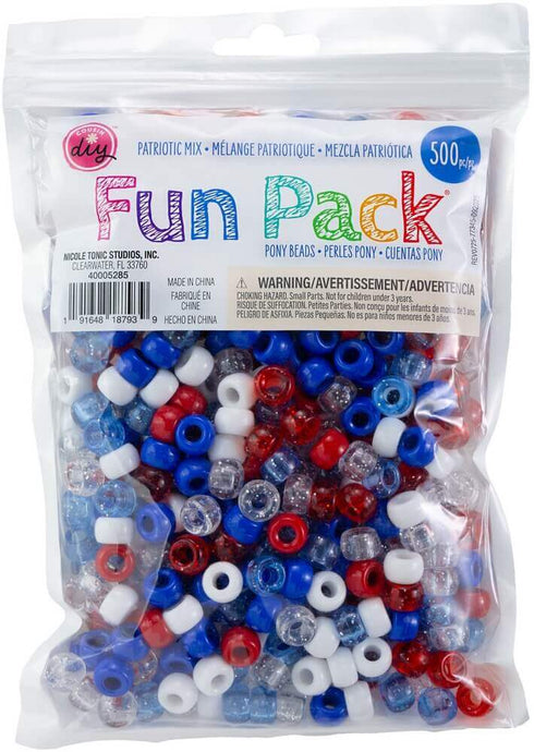 PATRIOTIC MIX PONY BEAD PK