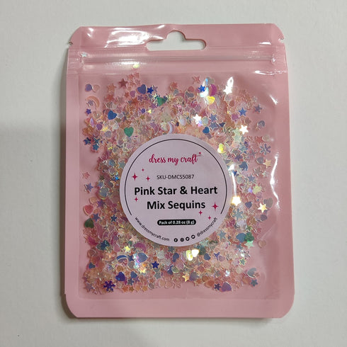 HOLOGRAPHIC PINK STAR & HEART