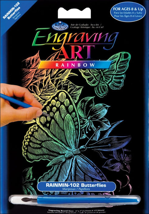 RAINBOW FOIL ENGRAVING ART MINI KIT 5"X7"-BUTTERFLIES