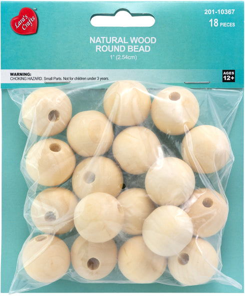 1" ROUND WOOD BEADS