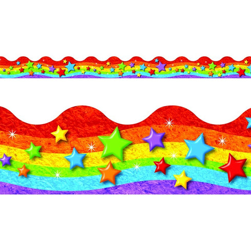 RAINBOW & STARS TRIMMERS SCALLOPED EDGE 12/PK 2.25 X 39 TOTAL