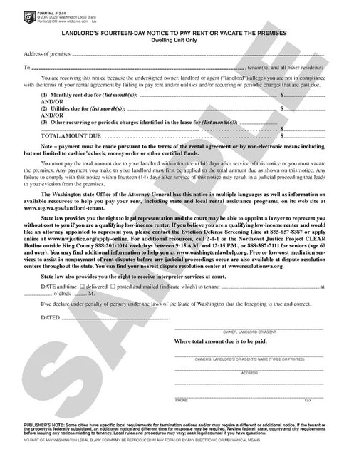 812.01 LANDLORDS 14 DAY NOTICE