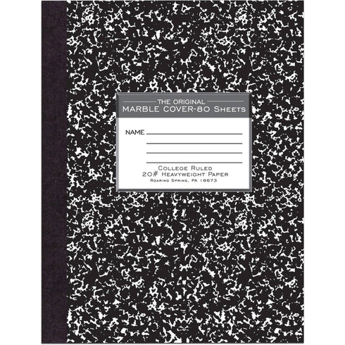 NB BLACK MARBLE 9.75X7.5" COLLEGE RULED COMPOSITION NOTEBOOK