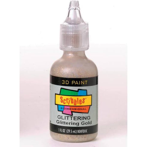 SCRIBBLES GLITTERING GOLD FABR 1OZ FABRIC PUFF PAINT