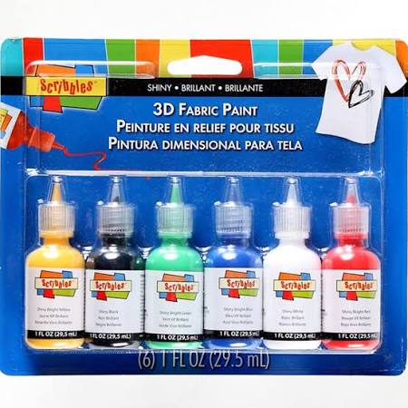 SCRIBBLES 6PK SET 1OZ FABRIC PUFF PAINT