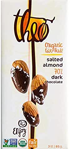 THEO CHOCOLATE BAR - SALTED ALMOND DARK CHOCOLATE