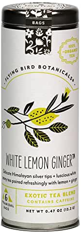 FLYING BIRD BOTANICLES TEA - WHITE LEMON GINGER 6 BAGS