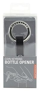 COIN KEYRING BOTTLE OPENER WITH BLACK LEATHER