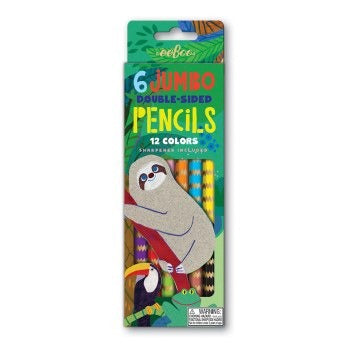 EEBOO SLOTHS DOUBLE SIDED PENCILS 6CT