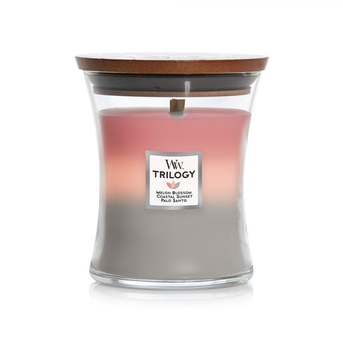 WOODWICK SHORELINE TRILOGY SCENTED MEDIUM GLASS JAR CANDLE BY