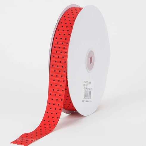 GROSGRAIN 5/8 RED DOTS RIBBON