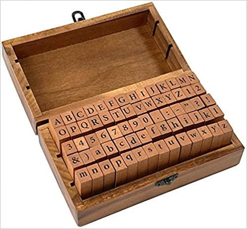 STUDIO SERIES LETTERPRESS STAMP SET (70 PIECE WOODEN, RUBBER STAMP SET)