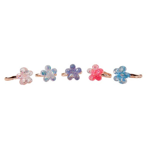 Boutique Shimmer Flower Rings, 5pcs