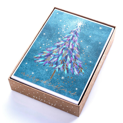 HOLIDAY BOXED CARDS BLUE TREE