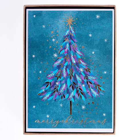 HOLIDAY BOXED CARDS BLUE TREE