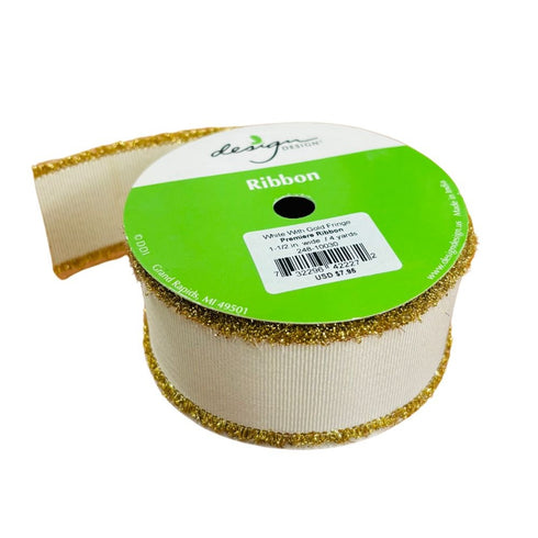 CREAM RIBBON GOLD FRINGE 1.5